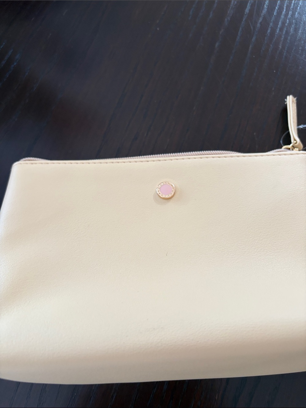 Bvlgari parfume Cream Cosmetic Pouch with Pink Accent